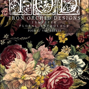 IOD Floral Anthology Rub On Transfer Sheet, Transfers for crafts, craft supply, Card embellishment, Farmhouse transfer designs