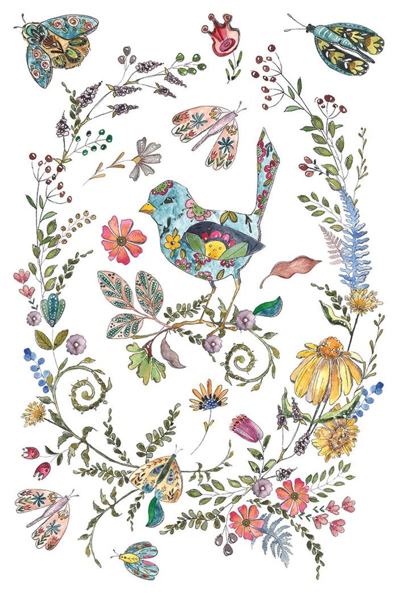 Victorian Ransfers IOD Fern Fables Watercolor Transfer, Vintage Victorian Transfers for ...