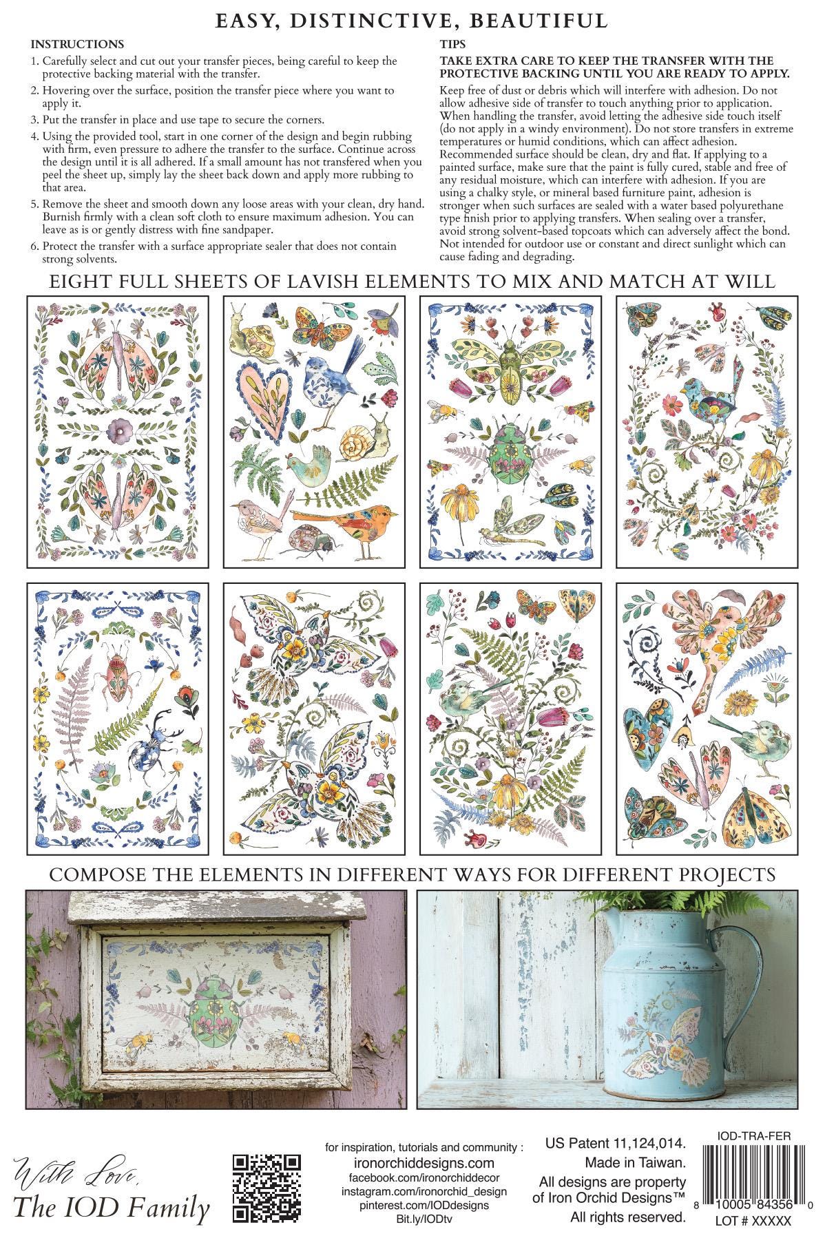Victorian Ransfers IOD Fern Fables Watercolor Transfer, Vintage Victorian Transfers for ...