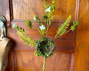 Twig Bird Nest Branch with natural moss, Farmhouse Decor, Easter decor, spring bird nest for crafts