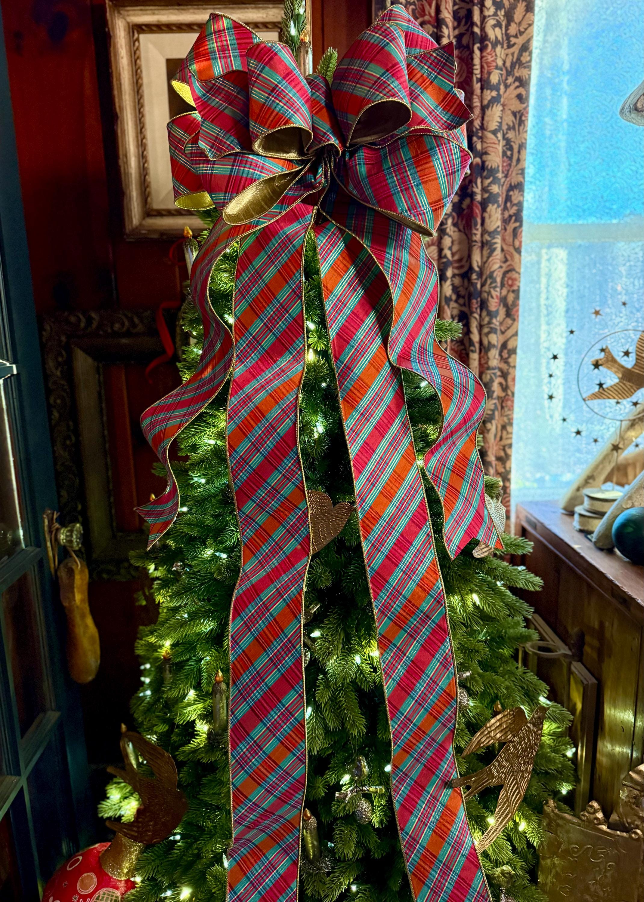 The Kerri Red Rust & Gold Christmas Tree Topper Bow, XL Luxury Bow ...