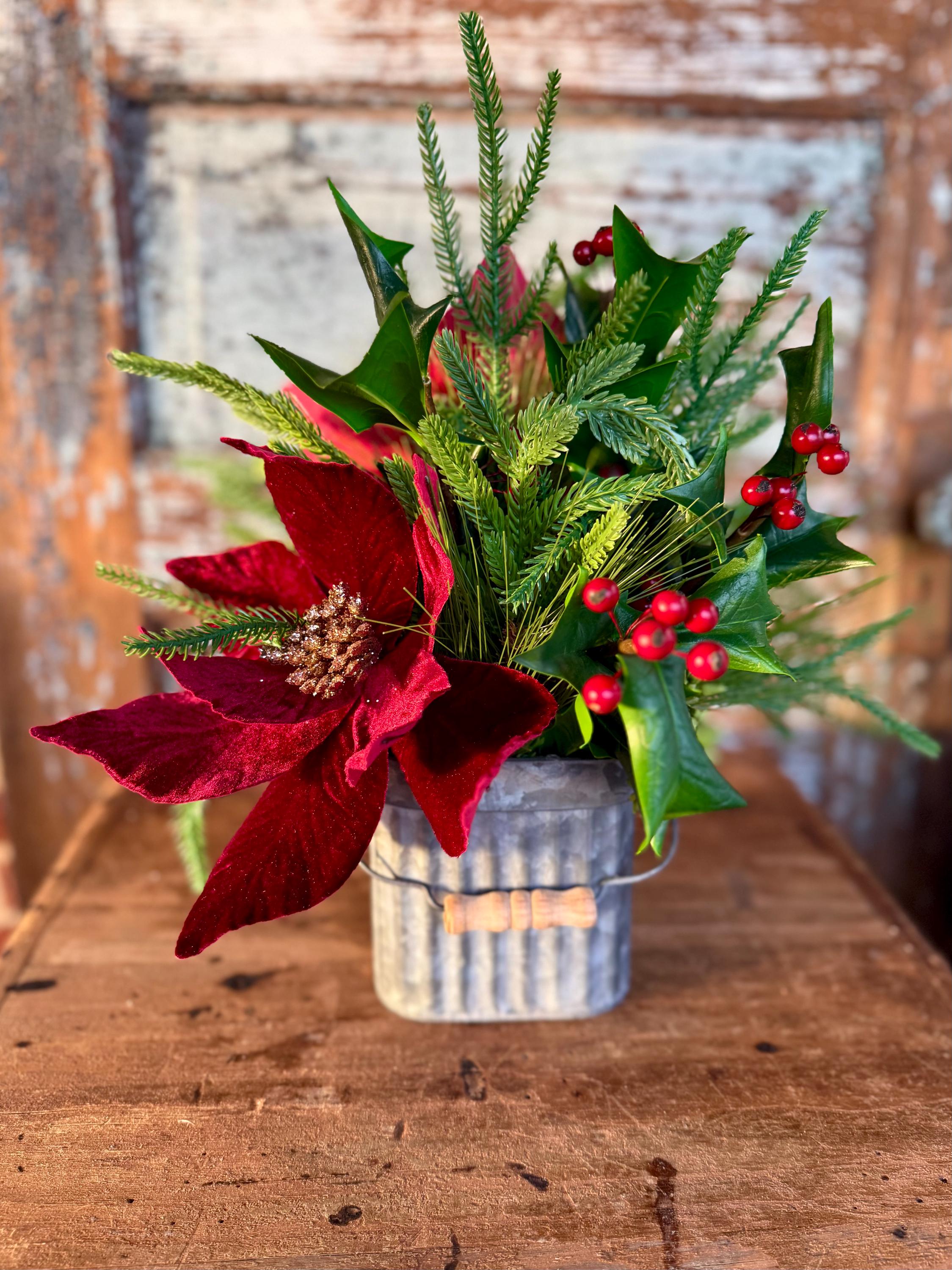 30 Beautiful Christmas Flower Arrangements for a Blooming Holiday: Festive Floral Ideas to Brighten Your Home 9 The Heather Poinsettia + Holly Christmas Centerpiece, Winter…