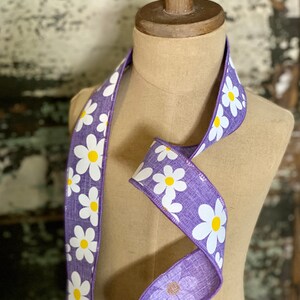 Daisy Flower Wired Ribbon 1.5&quot; x 10 YARD ROLL, 3 colors available black blue lavender, Easter Ribbon, farmhouse ribbon, Spring ribbon