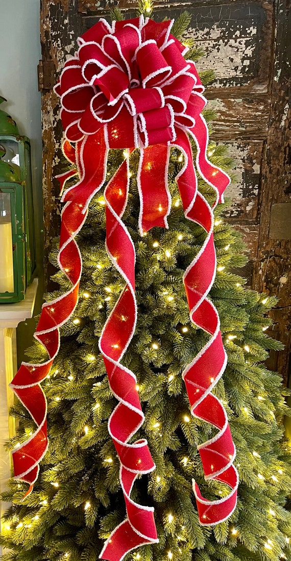 Red and white christmas tree bows Clearance