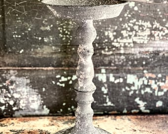 The Addilyn Grey Distressed Pillar Candle Holder~Farmhouse candle stand for pillar candle~shabby chic decor~small tray stand~Cottage decor