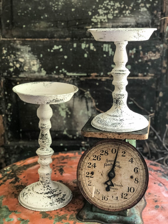 SOFE White Metal 3 Arm Candelabra, Rustic Fireplace Candle