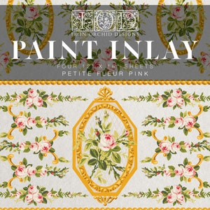IOD Petite Fleur Pink Paint Inlay Sheet, Paint Transfers for crafts, craft supply, furniture embellishment