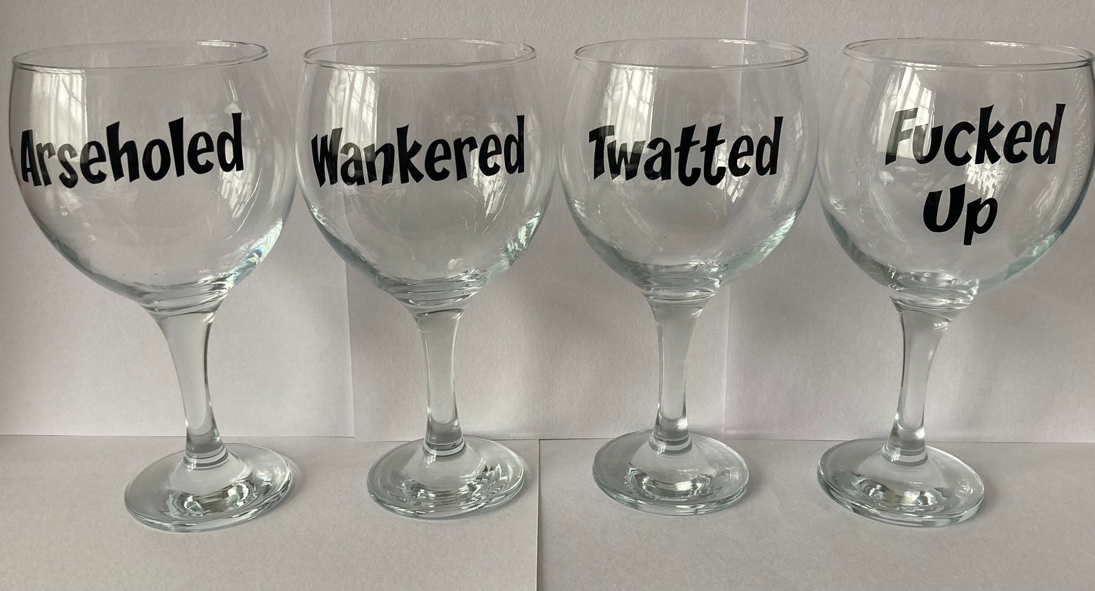 1x Drunk Swearing Gin Balloon Glasses. Wankered Arseholed Etsy UK
