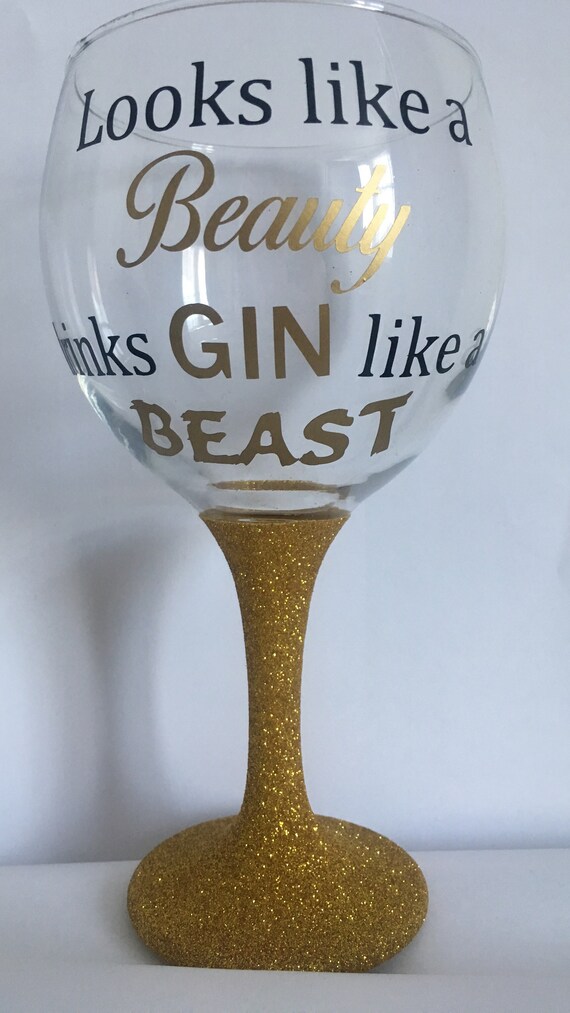 Beauty And The Beast Inspired Glitter Gin Balloon Glass Etsy