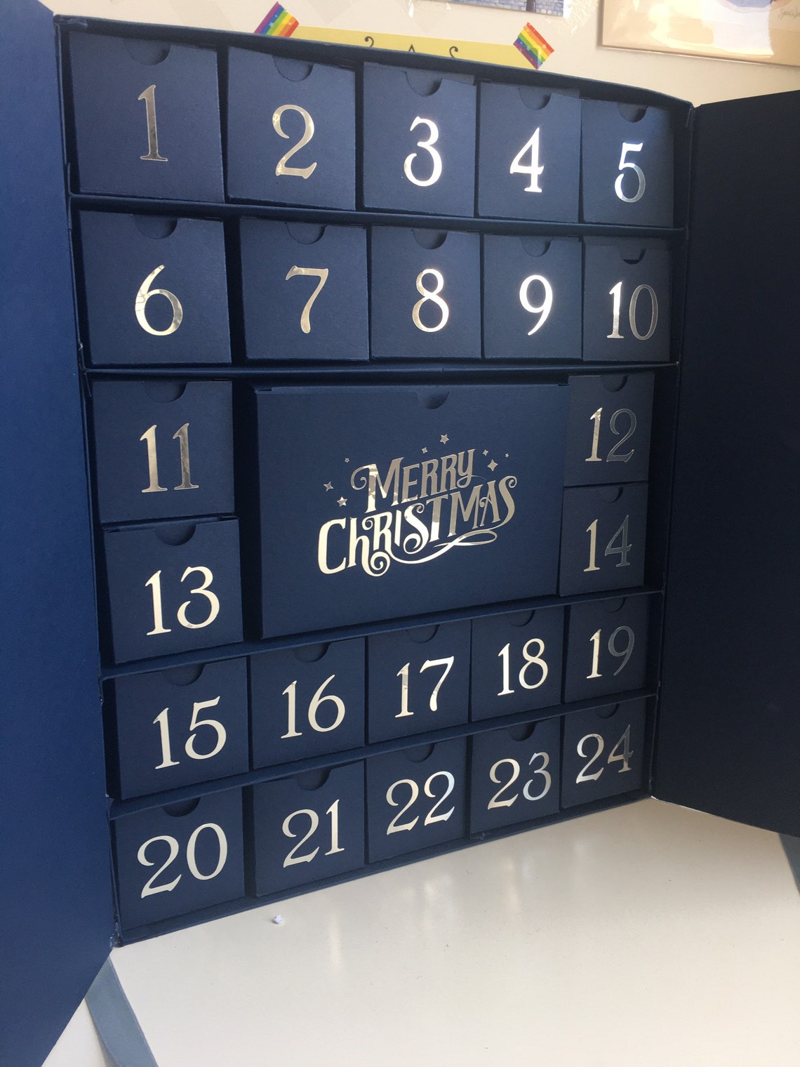 25 Day Christmas Advent Calendar Navy & Silver Etsy