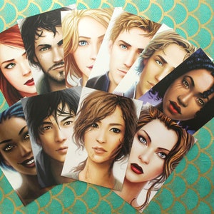Conjunto de 10 cartões postais com retratos das Crônicas Lunares