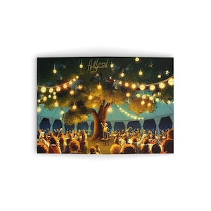 Tarjeta de felicitación plegada con sobre del árbol de la fiesta de cumpleaños de Bilbo Bolsón, El Señor de los Anillos, La Comunidad del Anillo, J. R. R. Tolkien