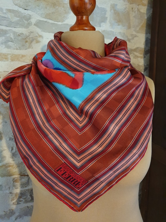 GIANFRANCO FERRE scarf, vintage damask silk, ITAL… - image 1