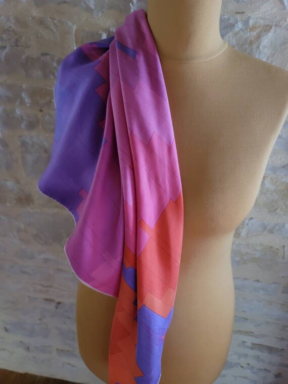 Jeanne LANVIN scarf vintage silk rolled hand 76 X… - image 5