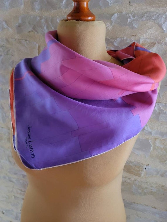 Jeanne LANVIN scarf vintage silk rolled hand 76 X… - image 1
