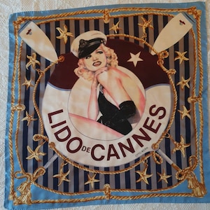 Collector  foulard Otto KERN &quot;LIDO de Cannes&quot; twill de Soie 87 X 88 cm