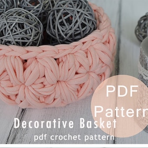 Panier ajouré MOTIF AU CROCHET - Tutoriel panier au point de jasmin, mini panier décoratif modèle PDF