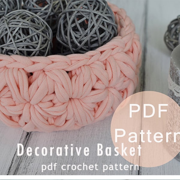 Open work Basket CROCHET PATTERN -  jasmine stitch basket Tutorial, decorative mini basket PDF pattern