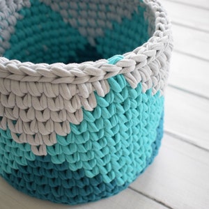 CROCHET PATTERN Crochet Basket Pattern, T-shirt Yarn Basket, Crocheted Basket, Tapestry Basket Tutorial, Tshirt Yarn Basket, Crochet Bowl image 3