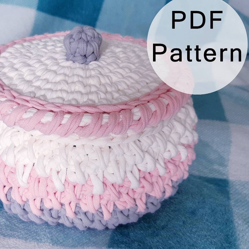 CROCHET PATTERN Crochet Basket with a lid Pattern Round Etsy