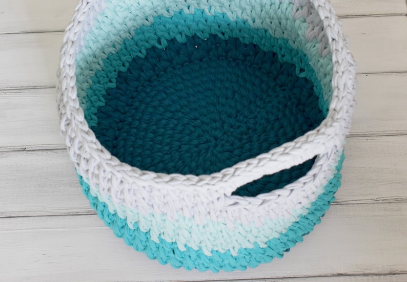 CROCHET PATTERN Crochet Storage Bin Large Basket with Handles Crochet Basket Pattern Big Storage Basket Pattern Tshirt Yarn Basket