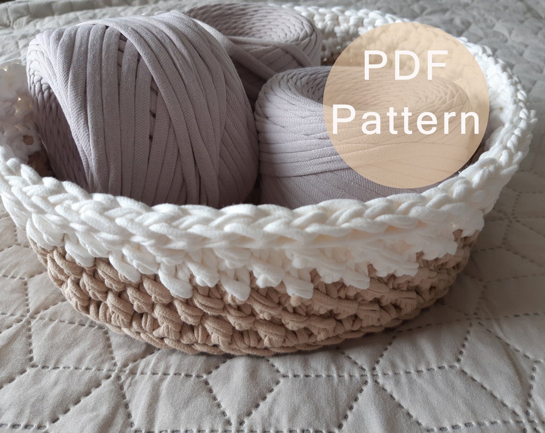 PDF Crochet Pattern - Crochet Round Basket Tutorial, Basket From T ...
