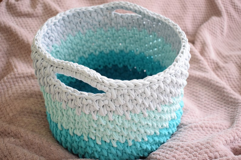 CROCHET PATTERN Crochet Storage Bin Large Basket with Handles Crochet Basket Pattern Big Storage Basket Pattern Tshirt Yarn Basket