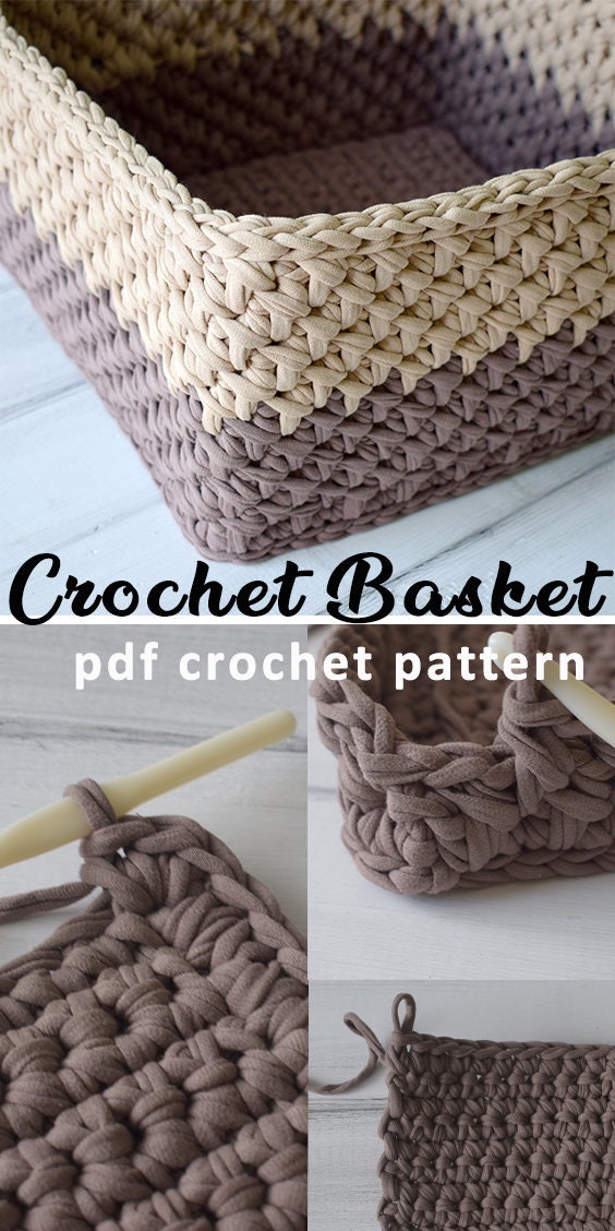 CROCHET PATTERN Crochet Basket Pattern Square Basket from Etsy