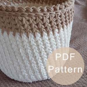 CROCHET PATTERN -  Laundry Hamper Crochet Pattern, large crocheted Basket Pattern, Storage Basket Pattern, Tshirt Yarn Basket, Storage Bin