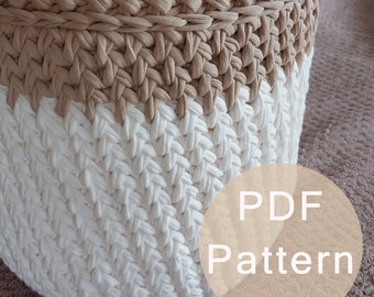 CROCHET PATTERN -  Laundry Hamper Crochet Pattern, large crocheted Basket Pattern, Storage Basket Pattern, Tshirt Yarn Basket, Storage Bin