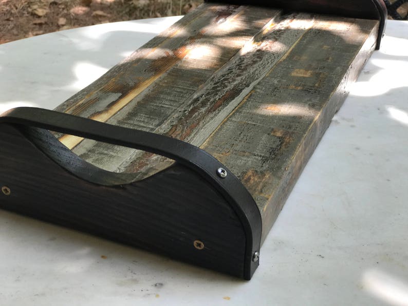 Wooden Serving Tray With Leather Handles Men's Gift Etsy