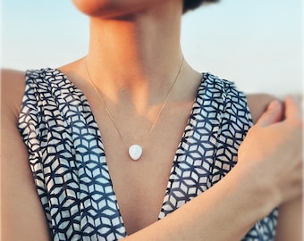 White marble jewellery, sea stone, hand made with silver 925 gold plated or rhodium plated chain