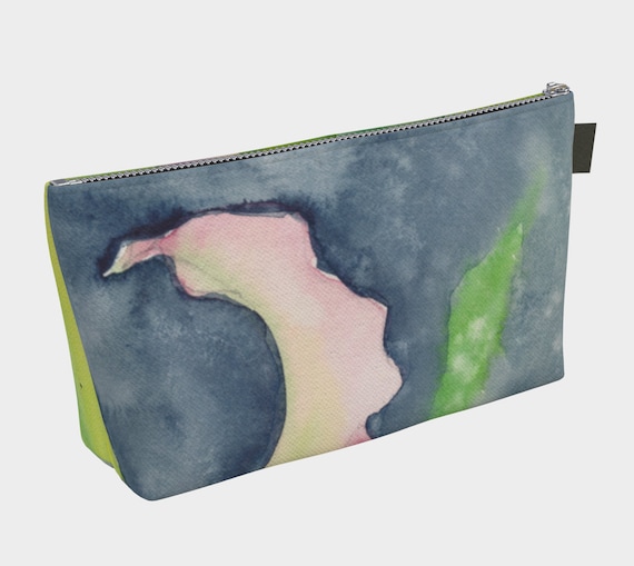 Pink Calla Abstraction cosmetic bag, toiletry bag, tropical, vacation, exotic, modern, watercolour