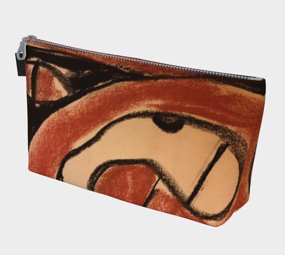 Trypillian Snake Cosmetic Bag, Toiletry Bag, Makeup Bag, Ukrainian, Modern, Abstract, Terracotta, Pysanka, Goddess