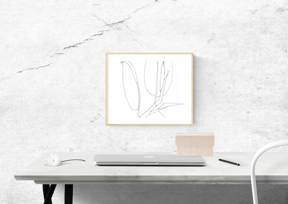 Black and White Ficus Elastica, Rubber Plant, botanical art print, nature, minimalist, archival print, giclee on paper, contemporary art