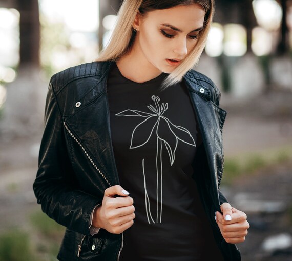 Tulip Regent's Park #2, Sophisticated T shirt, Black and White, Line Art, Modern, Sophisticated