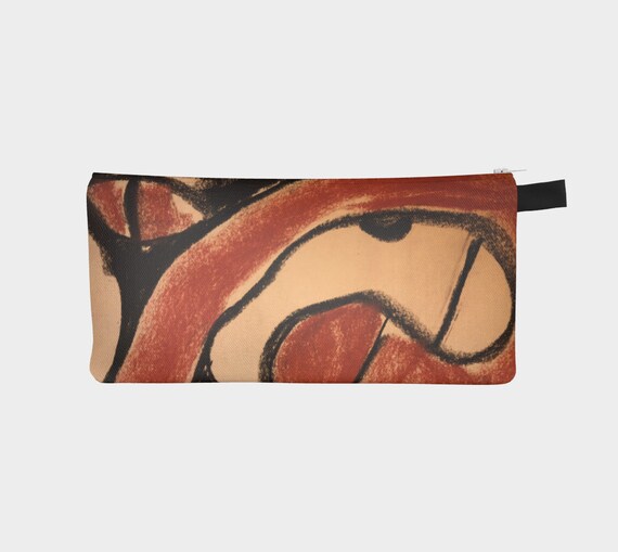 Trypillian Snake & Eye cosmetic case, pencil case, kistka case, zippered pouch, Pysanka, Ukrainian, Neolithic, terracotta, pottery