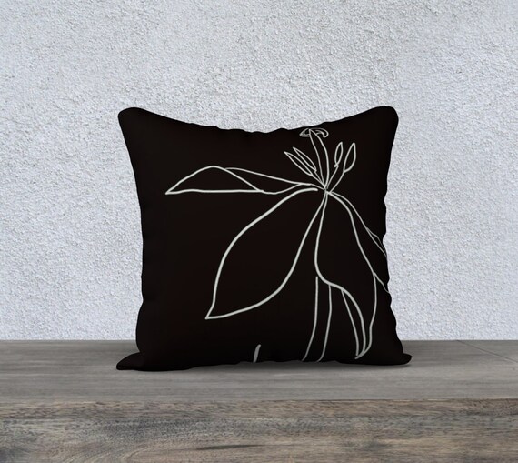 Regent's Park Tulip #2 pillow cover, Black & White Art Pillow, sophisticated, minimalist, line art, floral, botanical illustration, modern