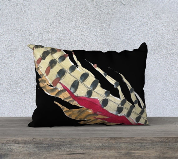 Red Feathers & Black Pillow cover, modern accent pillow cover, art pillow cover, modern home decor, dramatic