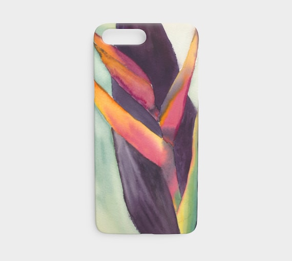 Heliconia & Leaf iPhone Case, iPhone 7 or 8, Watercolour phone cover, art phone case, colourful, Floral, Modern, Tropical, Exotic, art to go