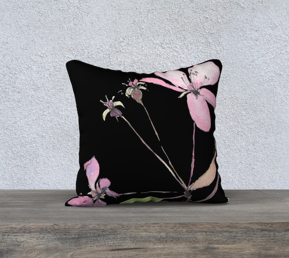 Spring Blossoms Pink, decorative pillow cover, modern decor, damatic