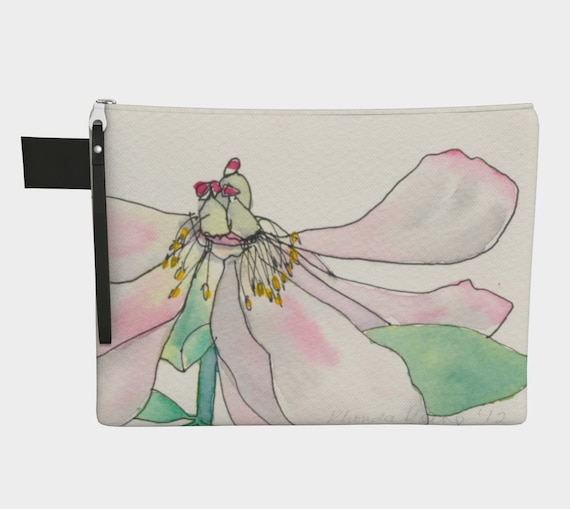 Pink Spent Peony, Decorative Zipper Carry-All, Decorative Clutch, gadget bag, watercolour, botanical illustration, modern