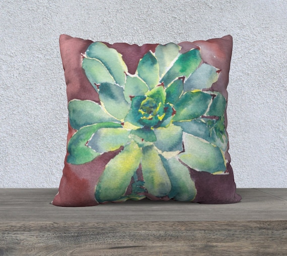 Hens and Chicks, Large Floor Pillow, Decorative Pillow Cover, Accent Pillow, Floor Pillow, Succulent, Modern Home Decor, Modern Watercolour