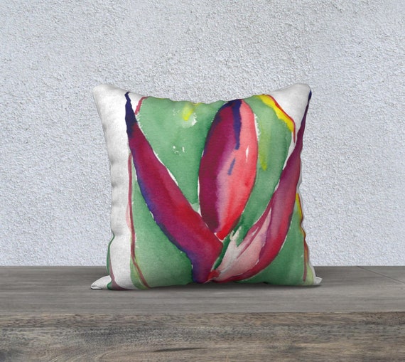 Red Heliconia, Decorative Pillow Cover, Modern Decor, Watercolour, Tropical, Exotic