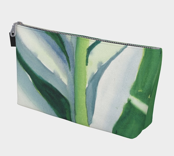 Green Leaf cosmetic bag, toiletry bag, tropical, vacation, exotic, modern, Abstract, Watercolour