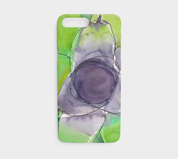 Green & Purple Bromeliad iPone 7 and 8 phone case, art to go device case, art phone case, watercolour phone case, modern, bold, colourful