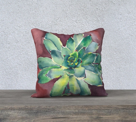 Hen & Chicks (Small Size), Decorative Pillow Cover, Succulents, Modern Decor, Watercolour