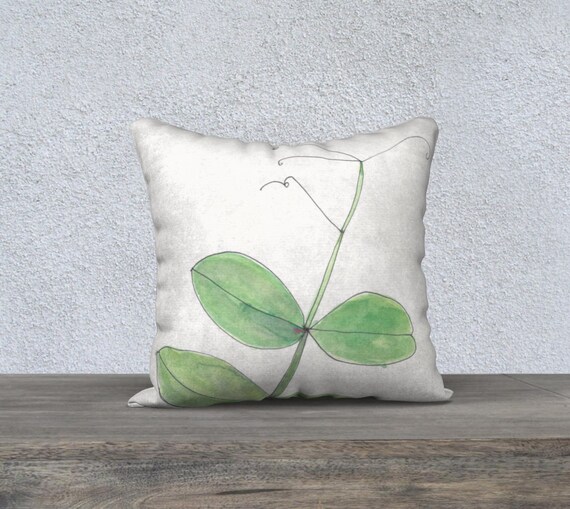 Pea Tendril, Fresh Green decorative pillow cover, accent pillow, botanical, watercolor, botanical pillow