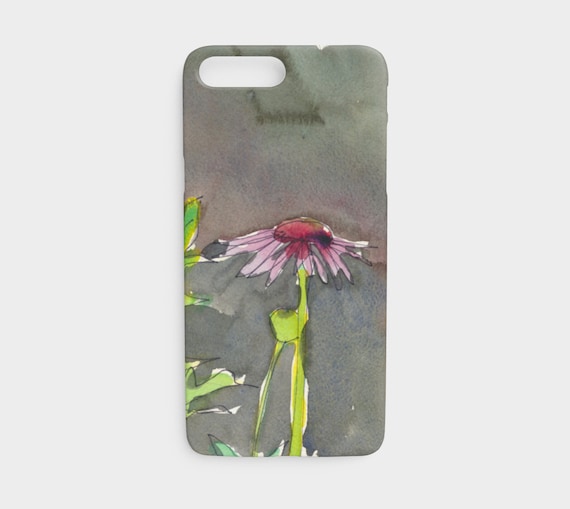 Pink & red coneflower iPhone 7 or 8 device case, art phone case, watercolour phone case, floral phone case, modern, art to go, free shipping