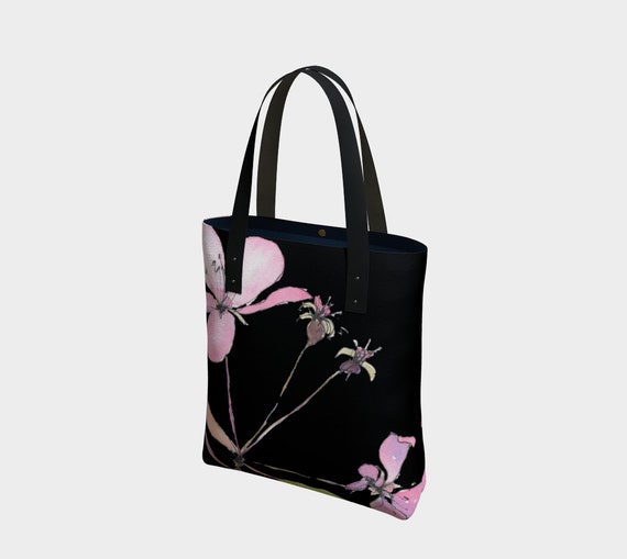 Pink spring blossoms bag, dramatic, sophisticated, watercolour